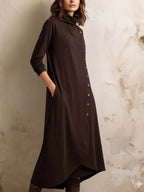 Boho-Inspired Midi Dress With Side Button Placket