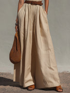 Retro Classic Cotton-Linen Maxi Dress With Belt