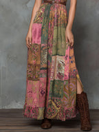 Vintage Rustic Garden Patchwork Boho Maxi Dress