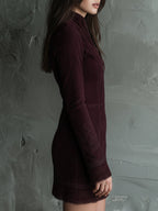 Vintage Suede Embroidered Lace Trim Mini Dress