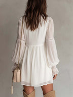 Retro Pleated-Bust Chiffon Mini Dress