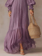 Romantic Vacation Off-Shoulder Pleated Maxi Dress