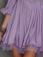 Vintage Softness Embroidered Off-Shoulder Mini Dress