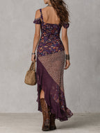 Urban Nomad Leopard Print Flower High Slit Maxi Dress