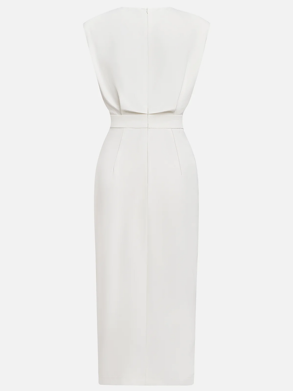Floralia - Plain midi dress with button slit and round neckline
