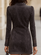 Suede Zip Front Mini Dress