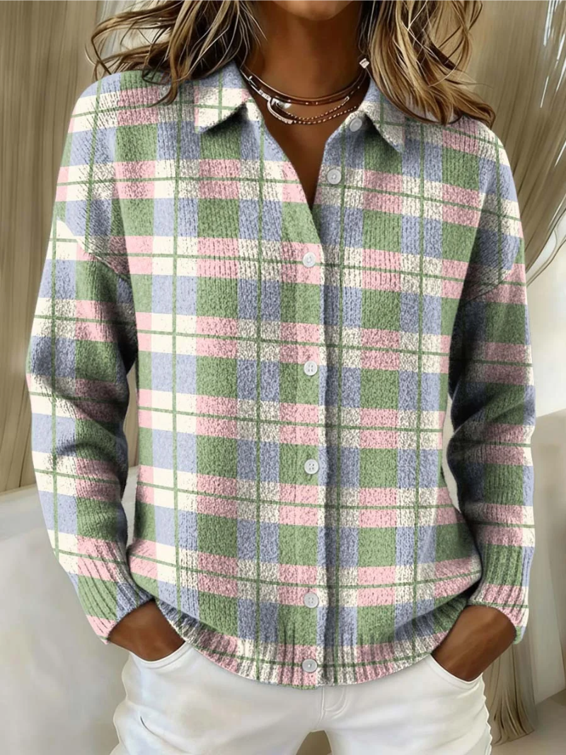 Lena™ – Checked Hoodie Blouse in Fresh Pastel Colours