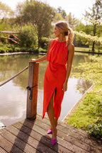 Anavella - Elegant Summer Midi Dress with a Flowing and Refined Design