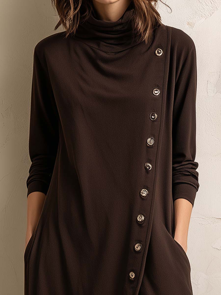 Boho-Inspired Midi Dress With Side Button Placket