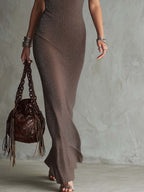 Vintage V-neck Sparkly Knitted Maxi Dress