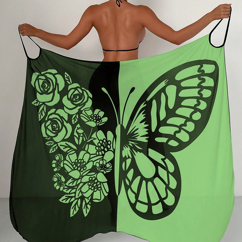 Kassara Women's Butterfly Print Swimsuit Cover Up